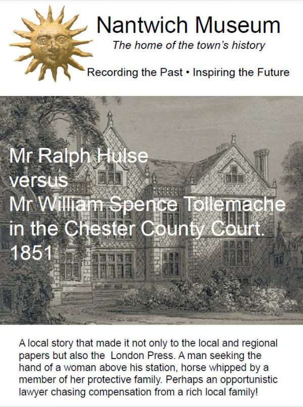 Cover to Mr Ralph Hulse versus Mr William Spence Tollemache in the Chester County Court 1851 booklet